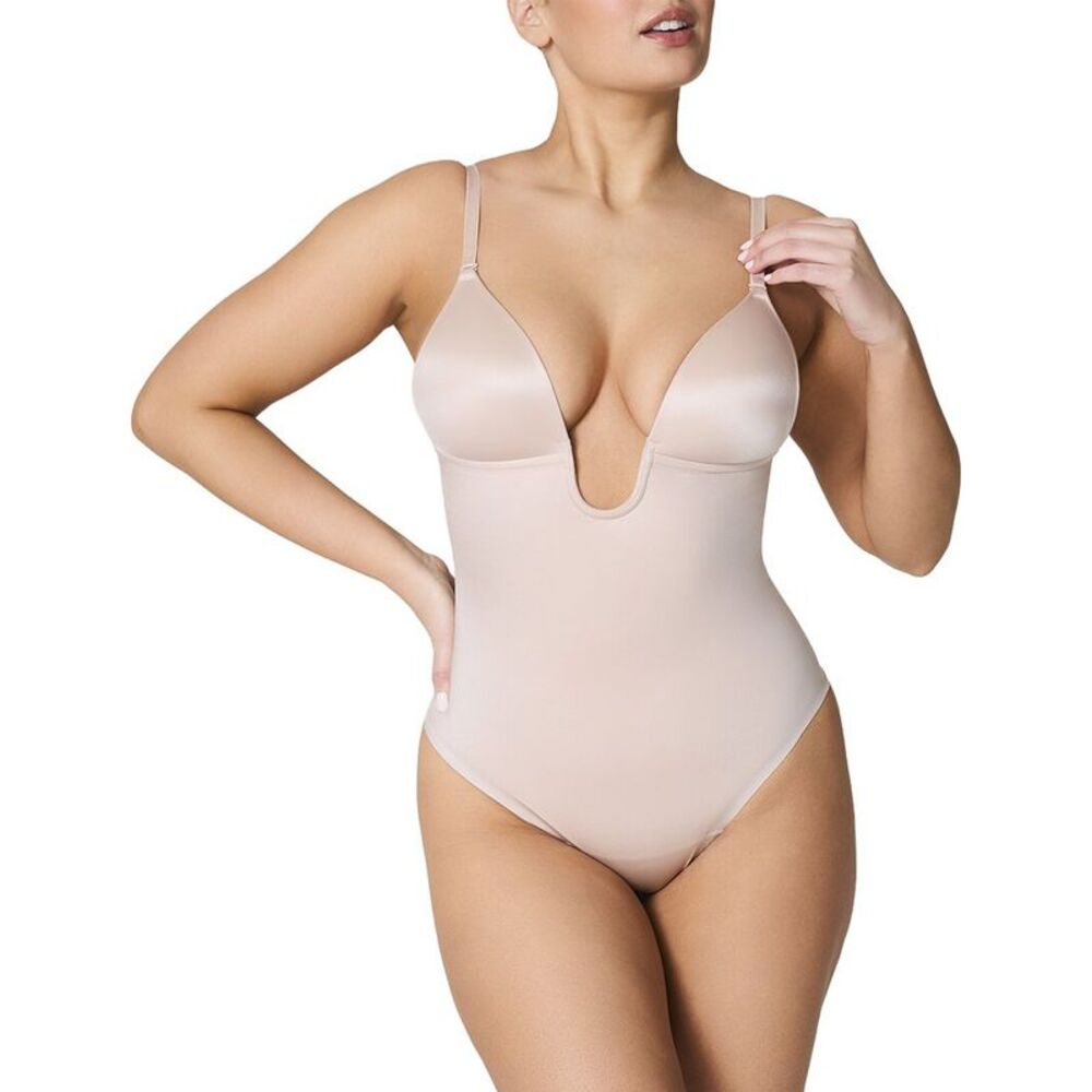 Spanx® Womens  Plunge Low Back Thong Bodysuit